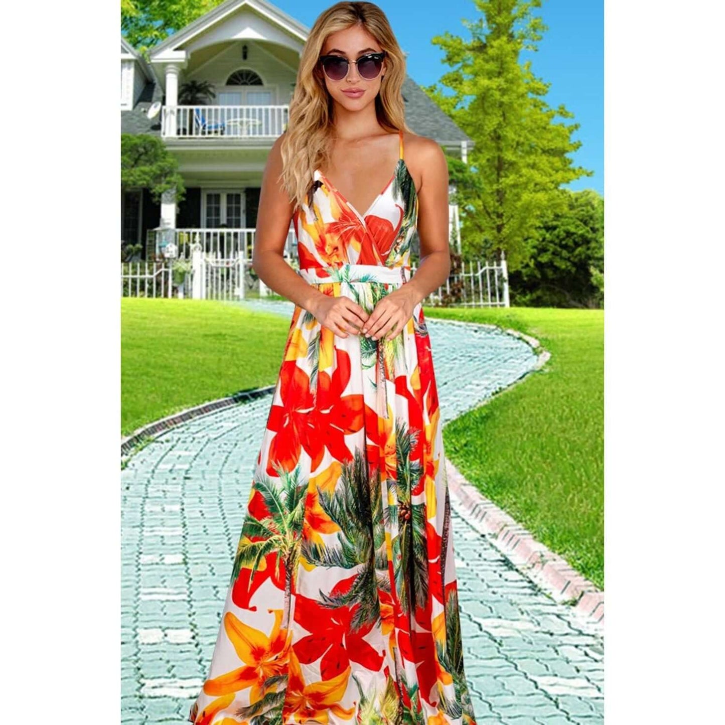 Crisscross Floral Cami Dress