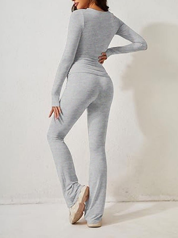 Basic Activewear Long Sleeve Outfit - TayDiane