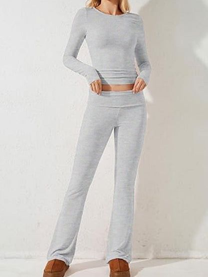 Basic Activewear Long Sleeve Outfit - TayDiane