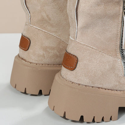 Black & Khaki Faux Suede Fur - Lined Ankle Boots - TayDiane