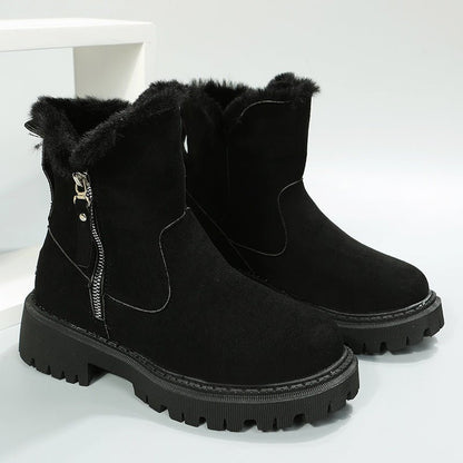 Black & Khaki Faux Suede Fur - Lined Ankle Boots - TayDiane