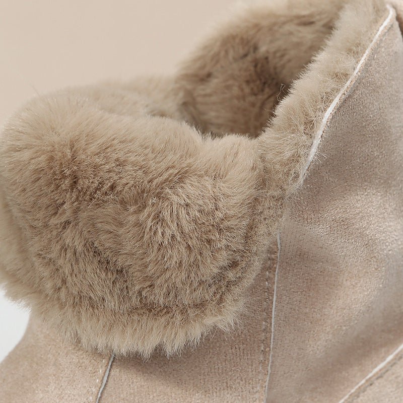 Black & Khaki Faux Suede Fur - Lined Ankle Boots - TayDiane