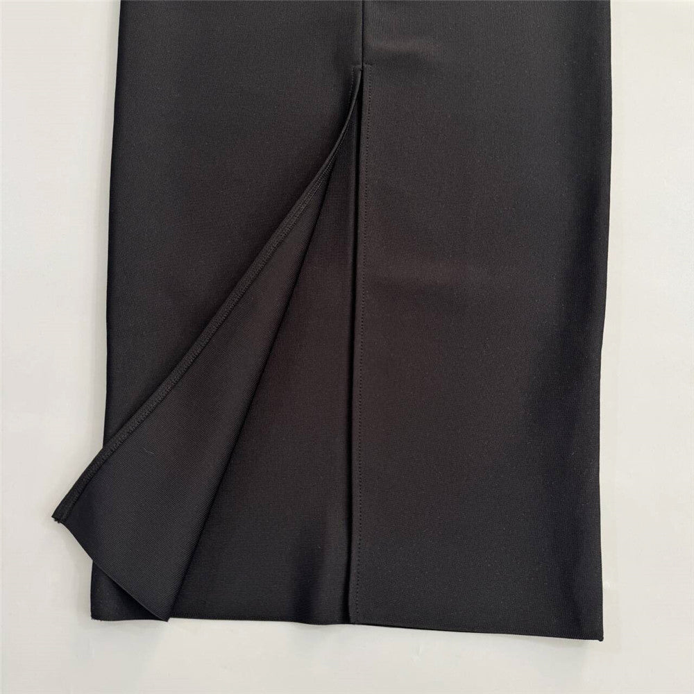 Black Strapless Embellished Evening Gown - TayDiane