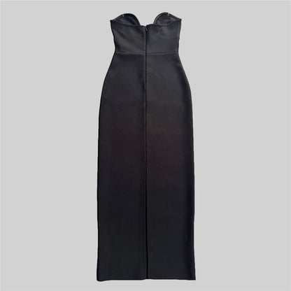 Black Strapless Embellished Evening Gown - TayDiane