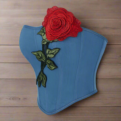 Blue Color Denim Sewing Rose Women Tube Top Breasts Support Push up Court Body Shaping Top - TayDiane