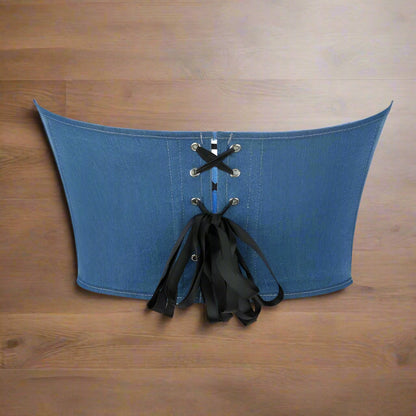 Blue Color Denim Sewing Rose Women Tube Top Breasts Support Push up Court Body Shaping Top - TayDiane