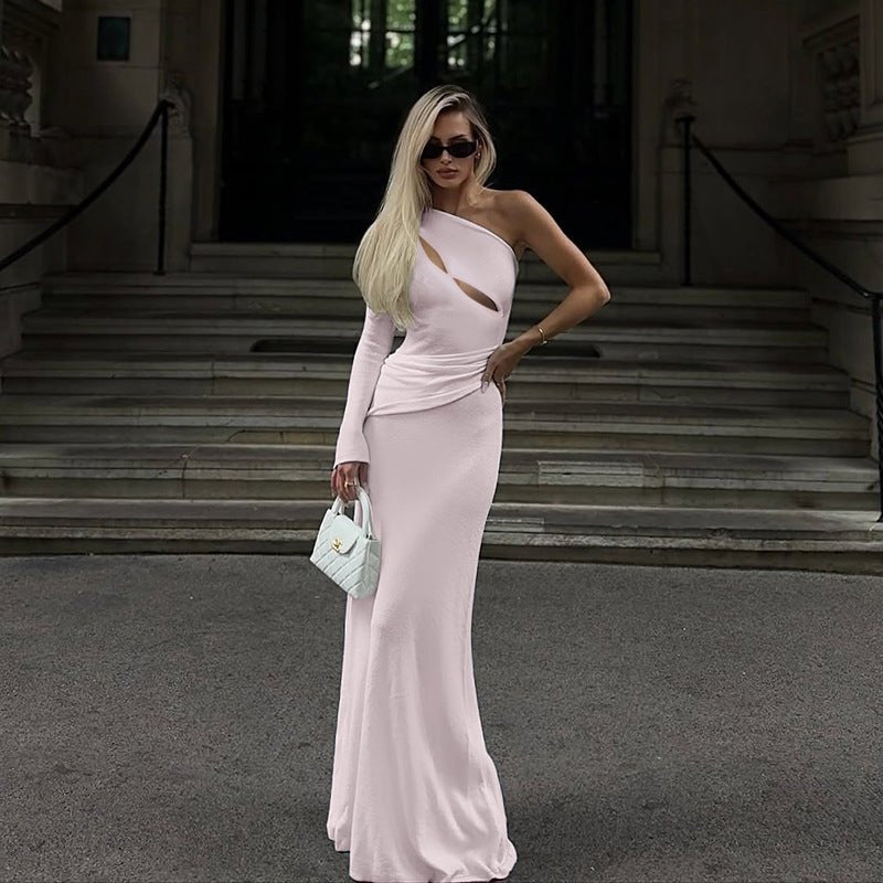 Blush One - shoulder Cutout Maxi Dress - TayDiane