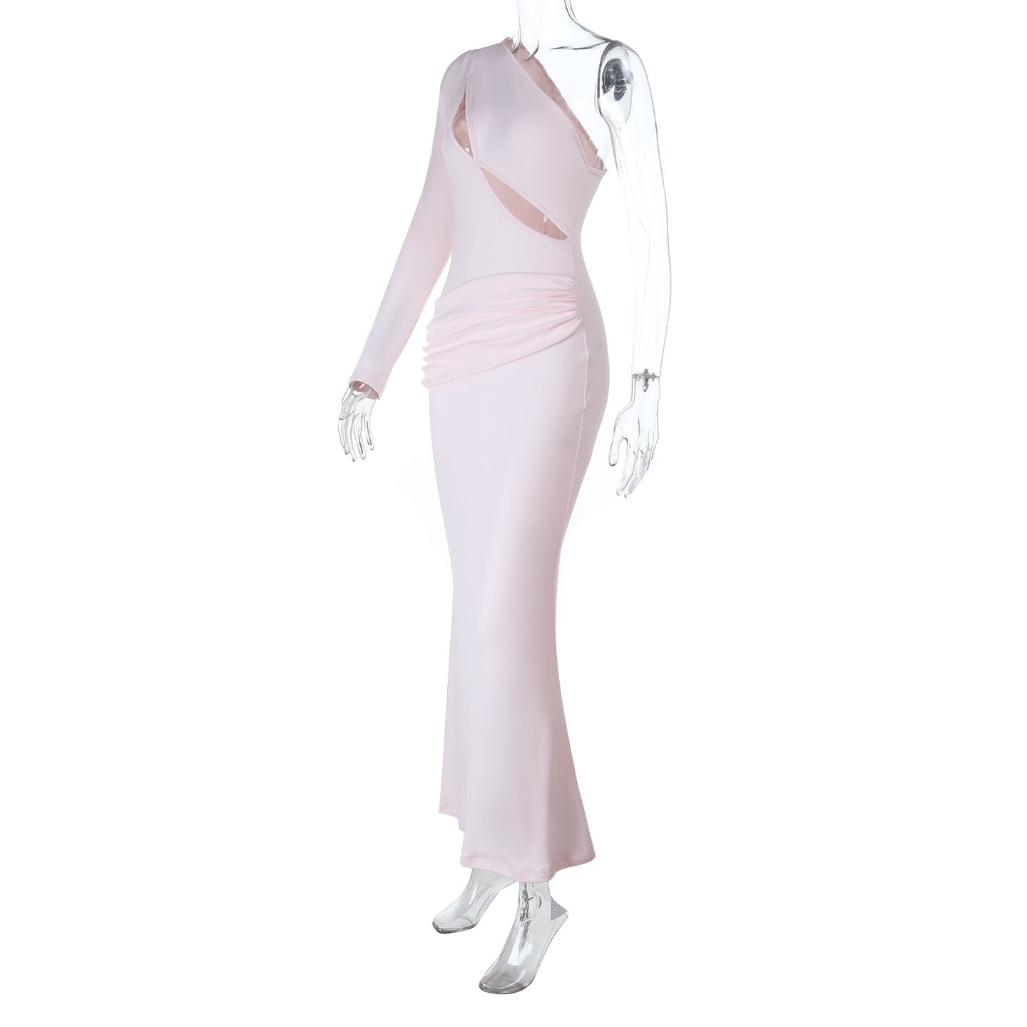 Blush One - shoulder Cutout Maxi Dress - TayDiane