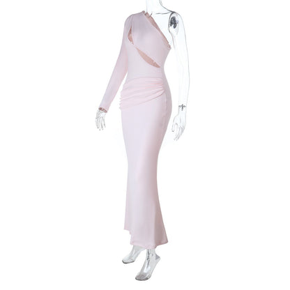 Blush One - shoulder Cutout Maxi Dress - TayDiane