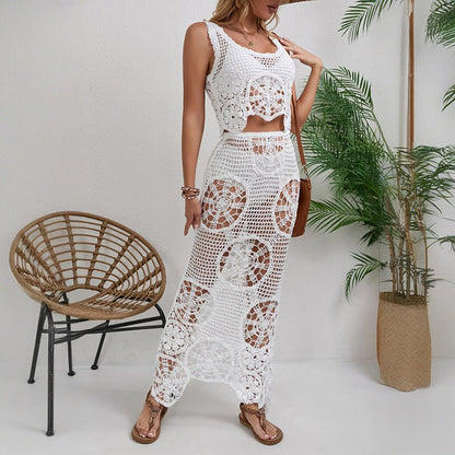 Boho Crochet Two - Piece Maxi Skirt Set - TayDiane