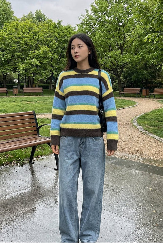 Bright Outlook Striped Sweater - Taydiane