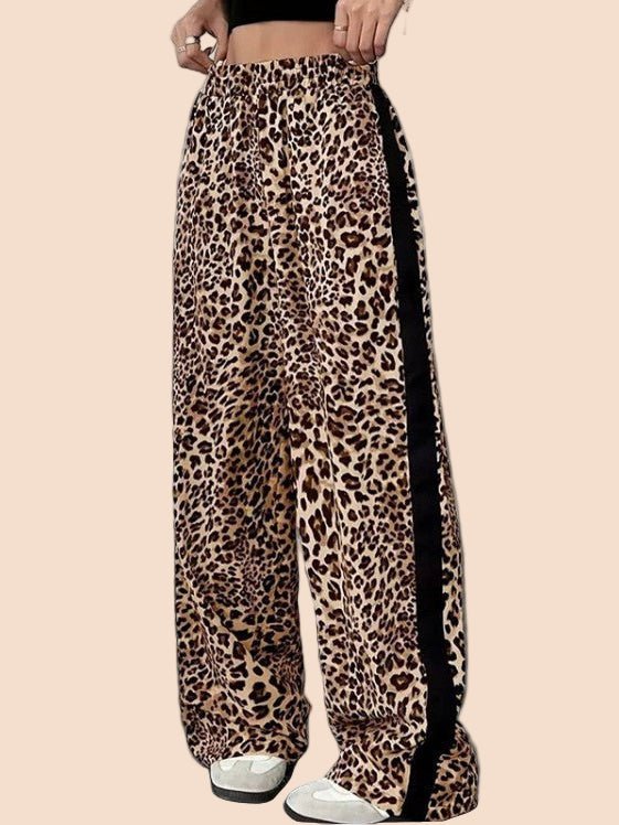 Brown Leopard Stripe Wide - Leg Pants - TayDiane