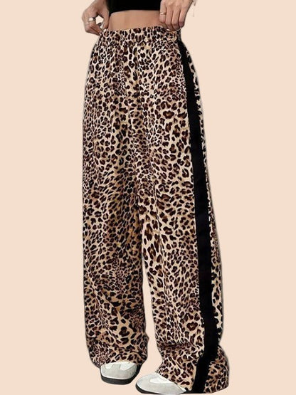 Brown Leopard Stripe Wide - Leg Pants - TayDiane