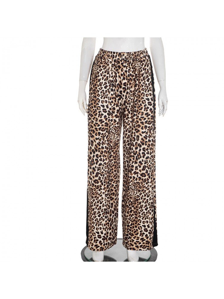 Brown Leopard Stripe Wide - Leg Pants - TayDiane