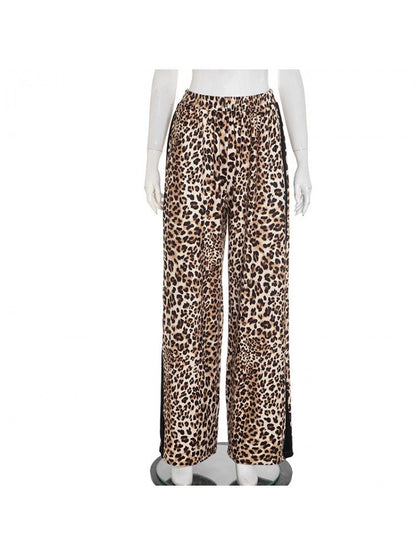 Brown Leopard Stripe Wide - Leg Pants - TayDiane