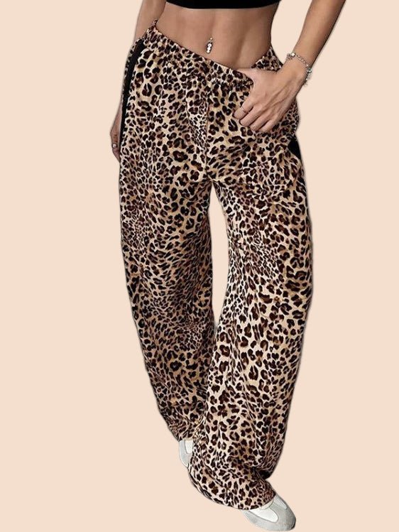 Brown Leopard Stripe Wide - Leg Pants - TayDiane
