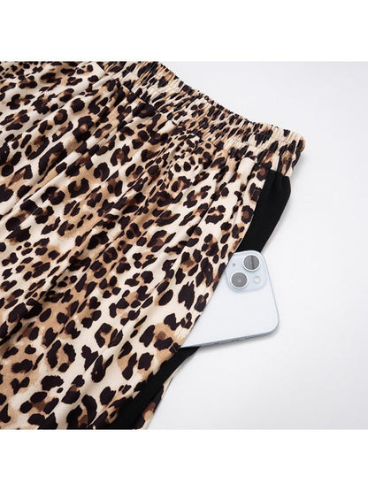 Brown Leopard Stripe Wide - Leg Pants - TayDiane