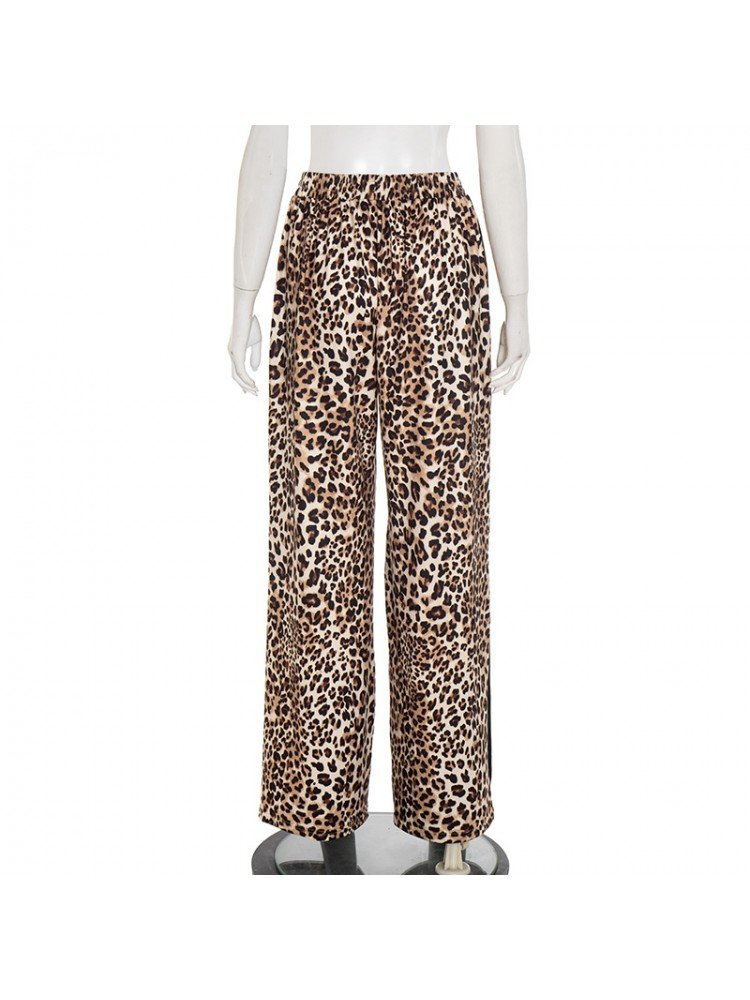 Brown Leopard Stripe Wide - Leg Pants - TayDiane