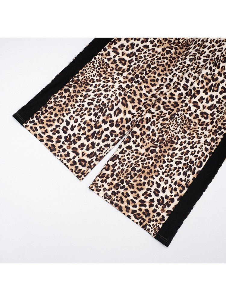 Brown Leopard Stripe Wide - Leg Pants - TayDiane