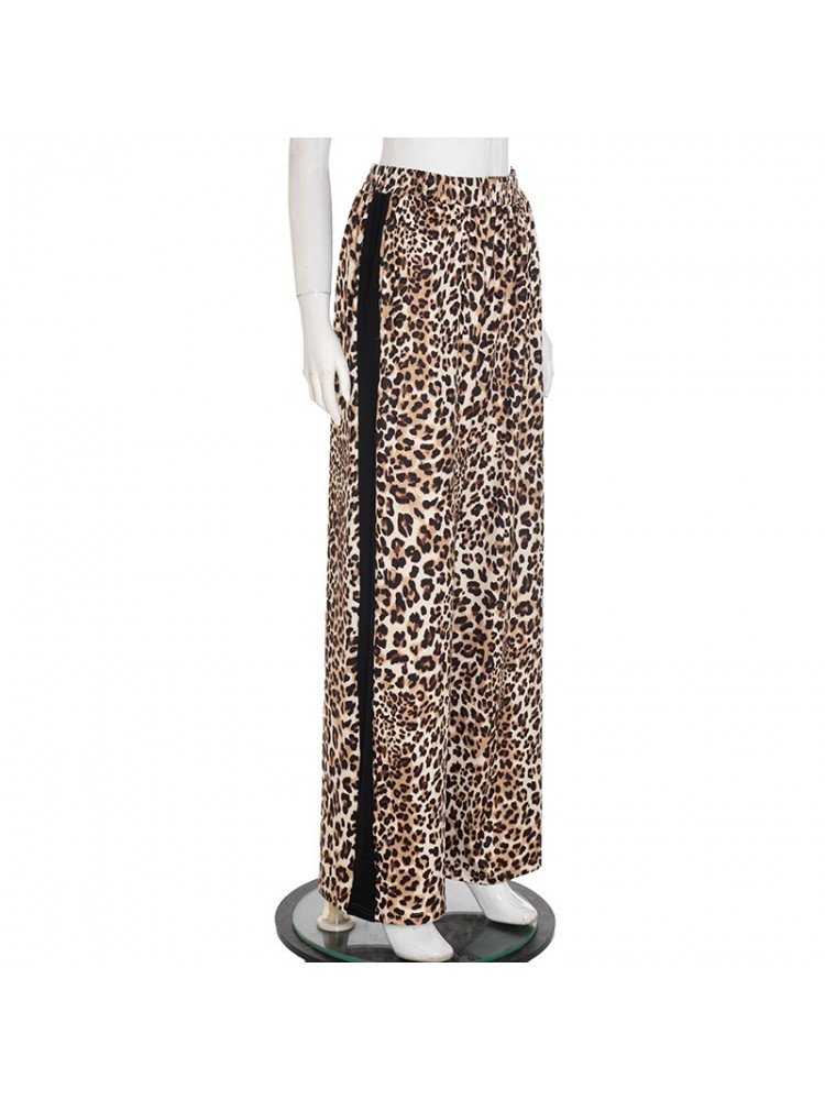Brown Leopard Stripe Wide - Leg Pants - TayDiane