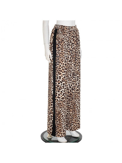 Brown Leopard Stripe Wide - Leg Pants - TayDiane