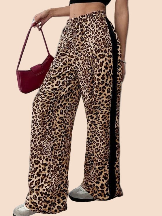 Brown Leopard Stripe Wide - Leg Pants - TayDiane