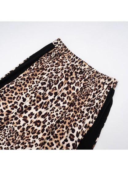 Brown Leopard Stripe Wide - Leg Pants - TayDiane