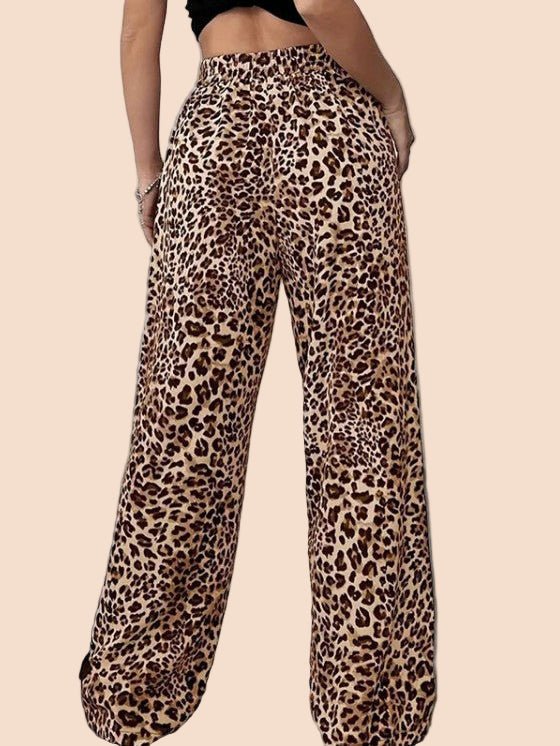Brown Leopard Stripe Wide - Leg Pants - TayDiane
