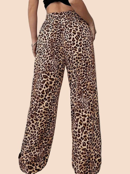 Brown Leopard Stripe Wide - Leg Pants - TayDiane