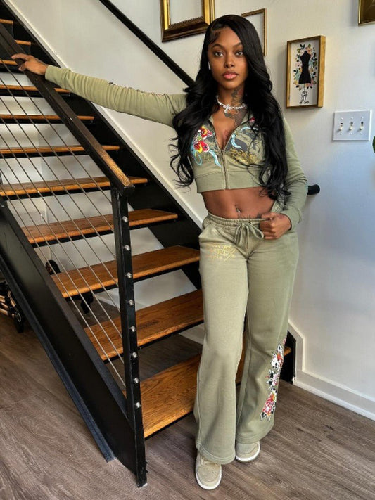 Butterfly Vibes Zip Hoodie & Jogger Set - TayDiane