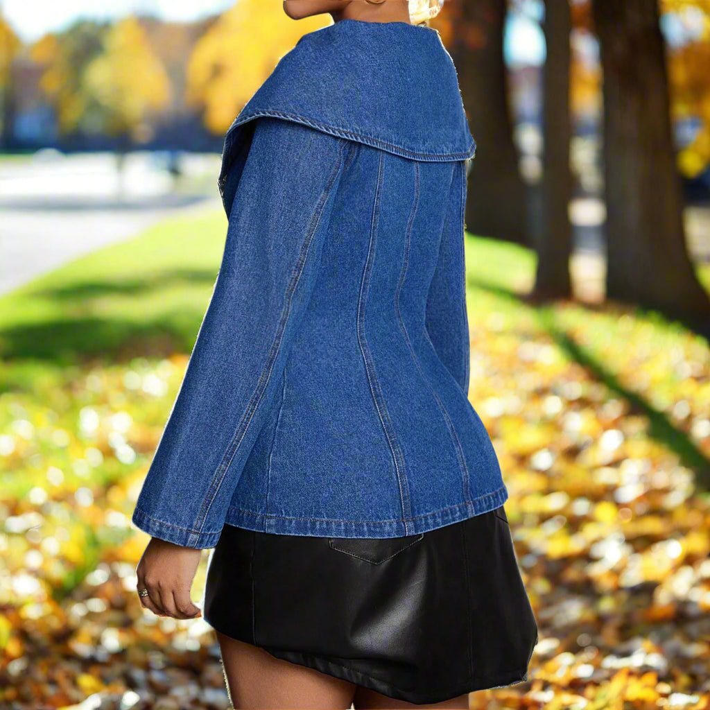 Button Down Long Sleeve Denim Top - TayDiane