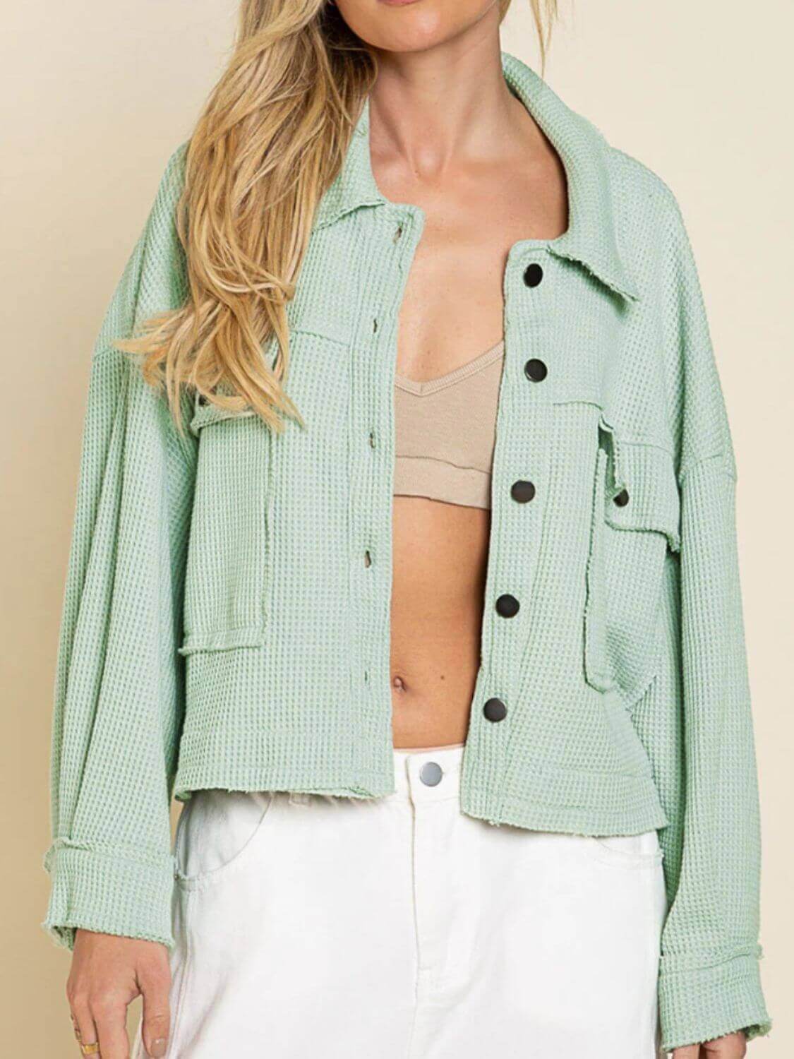 Button Up Long Sleeve Jacket - TayDiane