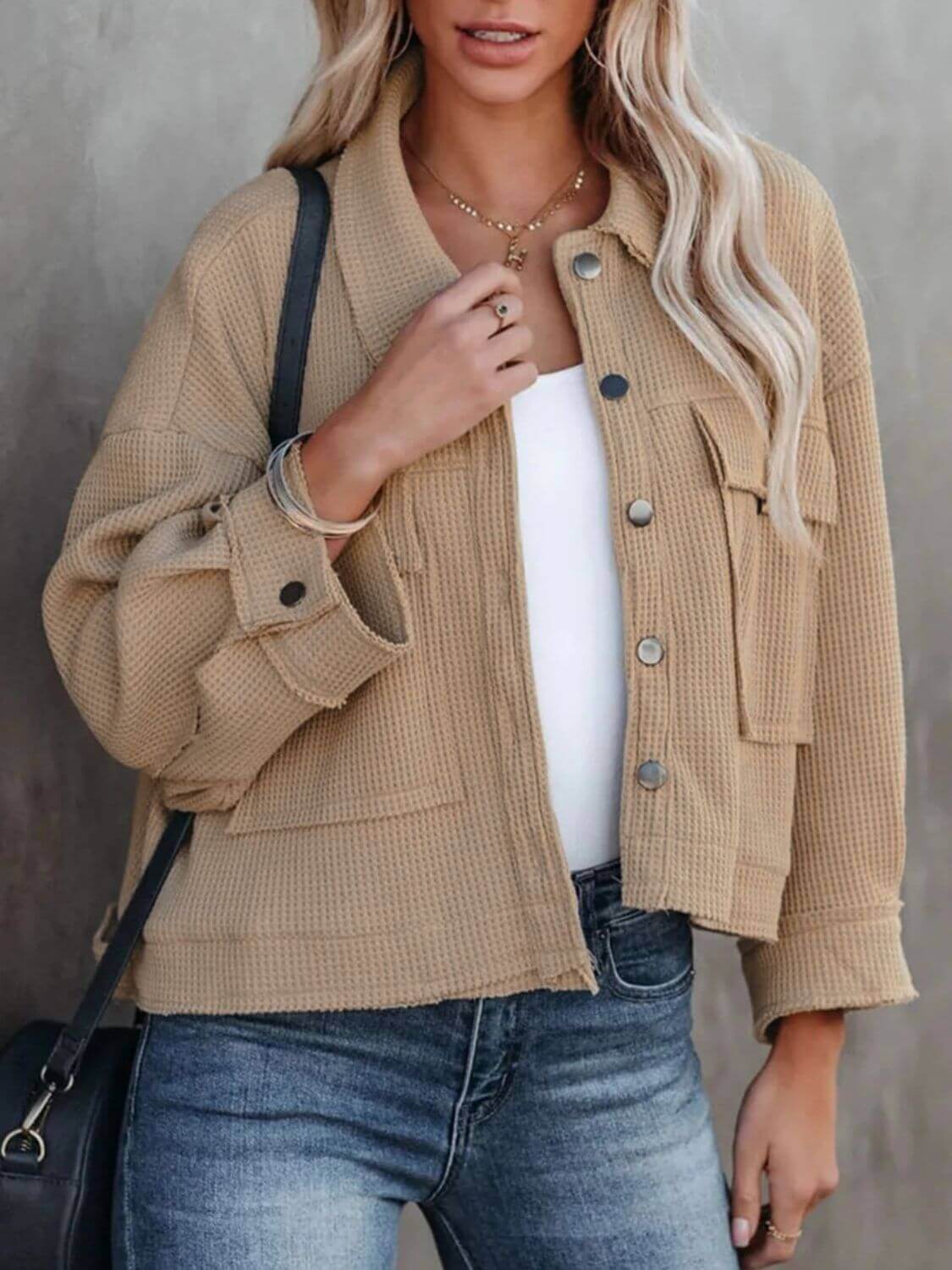 Button Up Long Sleeve Jacket - TayDiane