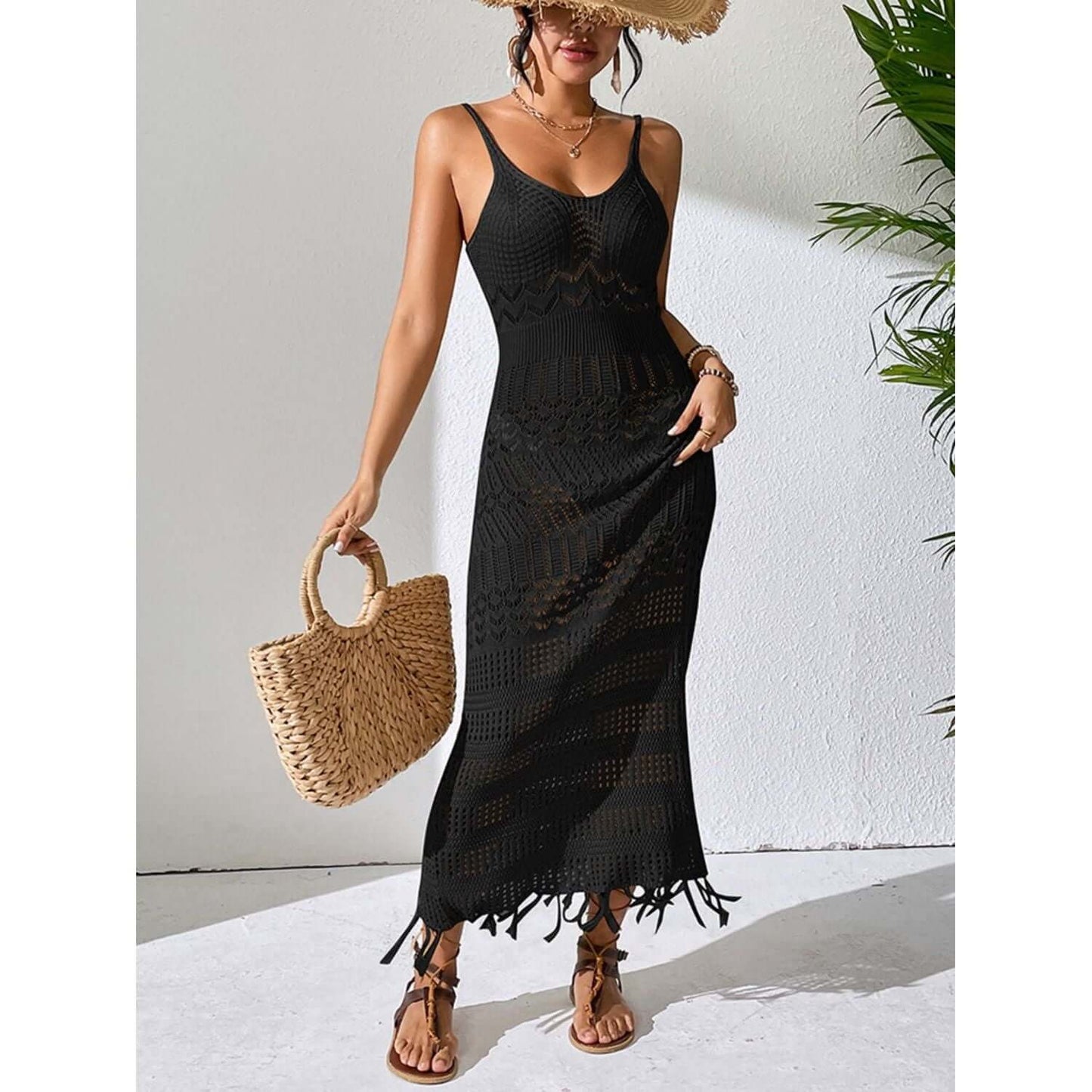 Tassel Scoop Neck Cover-Up