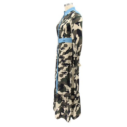 Camo Chic Contrast Trim Maxi Dress - TayDiane