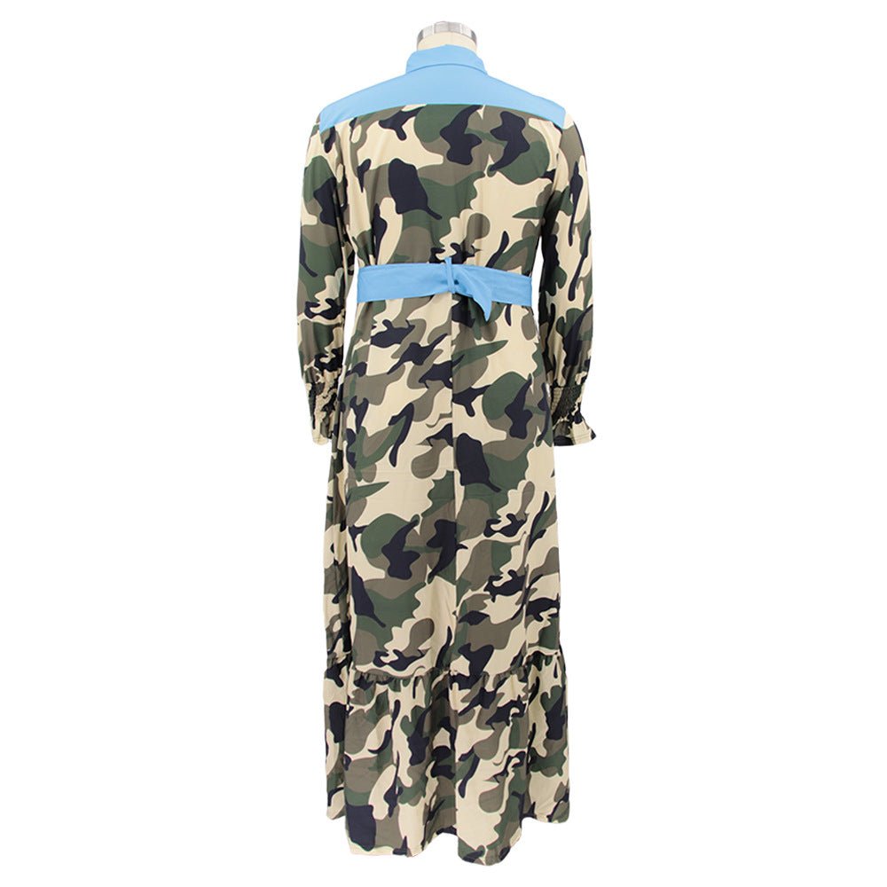 Camo Chic Contrast Trim Maxi Dress - TayDiane