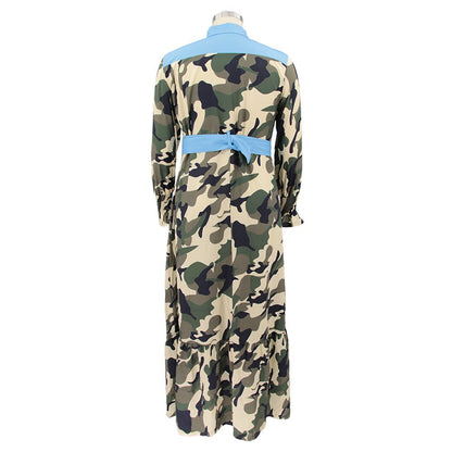 Camo Chic Contrast Trim Maxi Dress - TayDiane