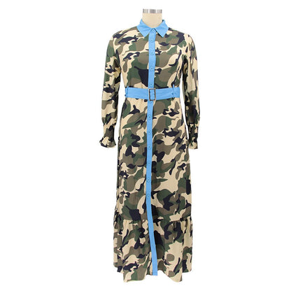 Camo Chic Contrast Trim Maxi Dress - TayDiane