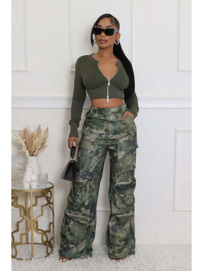 Camouflage Cargo Pants with Pocket Detail - TayDiane