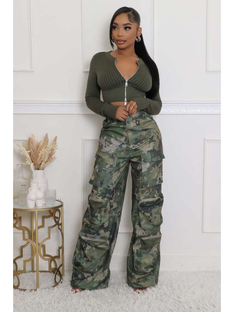 Camouflage Cargo Pants with Pocket Detail - TayDiane