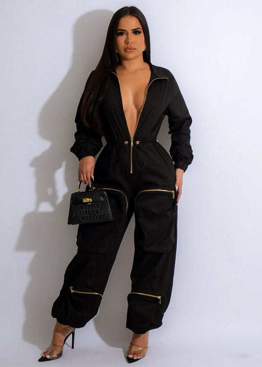 Cargo Overalls Metal Zipper Bread Bag Casual Trousers - TayDiane