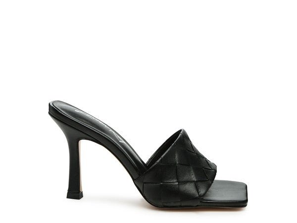 Carmen High Heeled Woven Square Toe Sandal - TayDiane