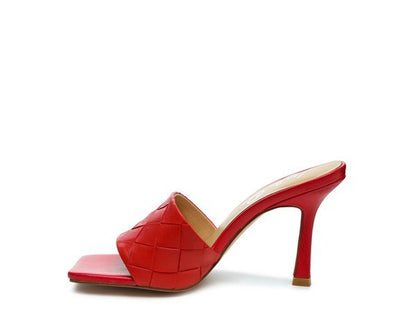 Carmen High Heeled Woven Square Toe Sandal - TayDiane