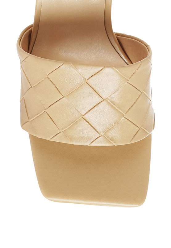 Carmen High Heeled Woven Square Toe Sandal - TayDiane