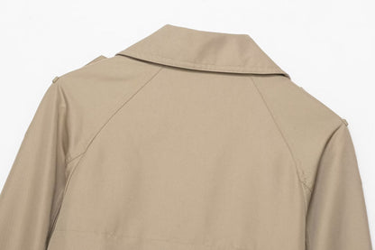 Casual Double Breasted Short Trench Coat - TayDiane
