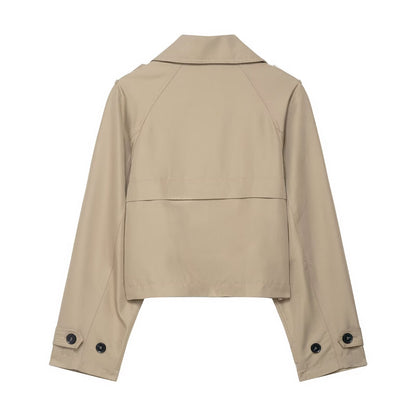 Casual Double Breasted Short Trench Coat - TayDiane