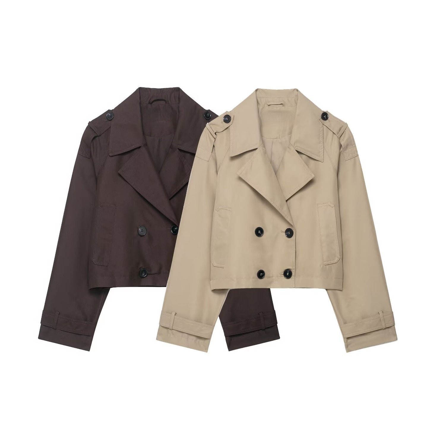 Casual Double Breasted Short Trench Coat - TayDiane