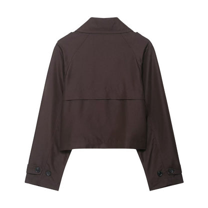 Casual Double Breasted Short Trench Coat - TayDiane