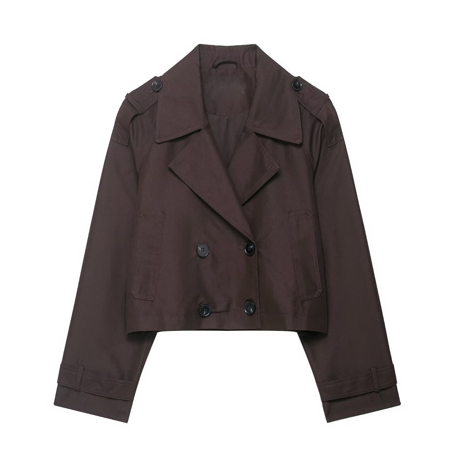 Casual Double Breasted Short Trench Coat - TayDiane