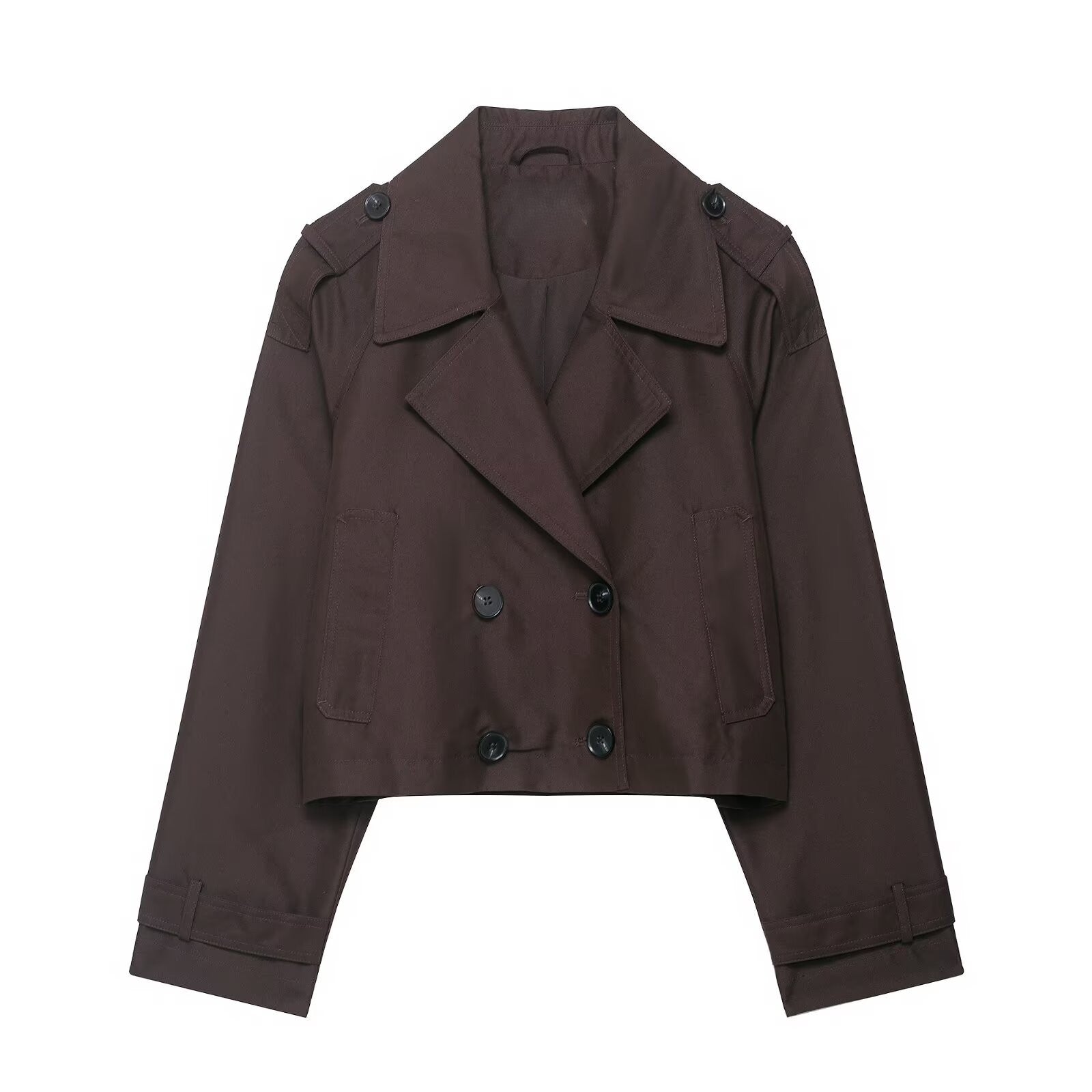 Casual Double Breasted Short Trench Coat - TayDiane